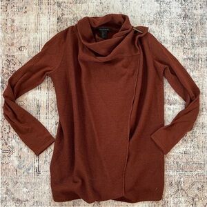 Tahari Brown Cardigan Sweater with Cowl Neck